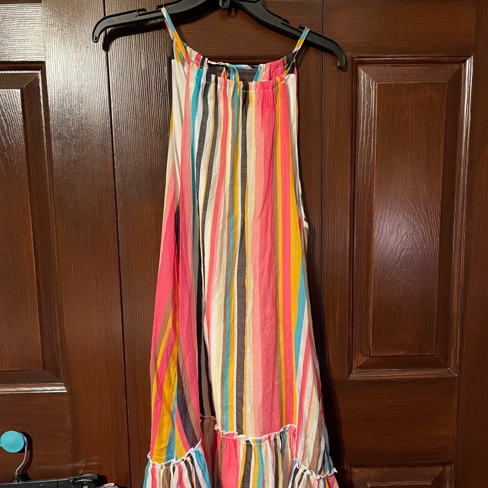 multi colored striped sundress